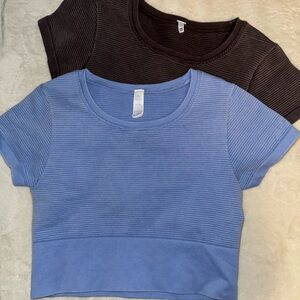 Aerie Ribbed Crop Tops - Blue and Black